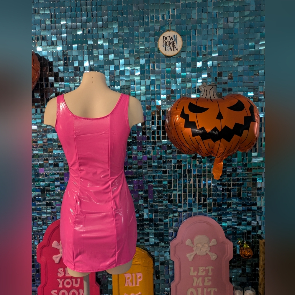 Pink PVC Mini Dress - Picture 5 of 5